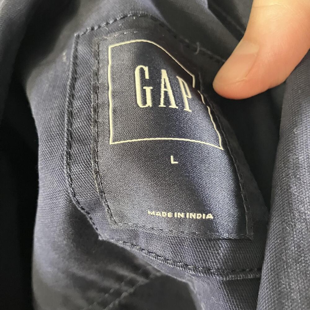 GAP Utility Jacket Womens Large Blue True Indigo Button Up Military Style Cotton - Picture 9 of 16